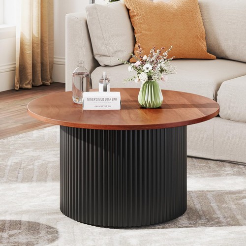 Round coffee table wooden - table,