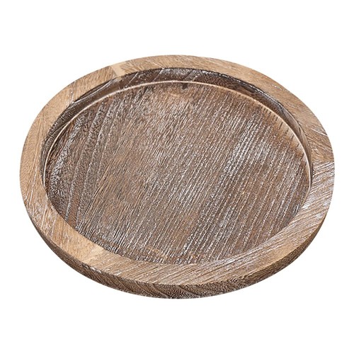 Rustic round wood serving tray - round,