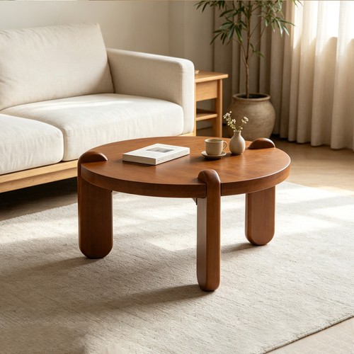Round low wooden coffee - round,