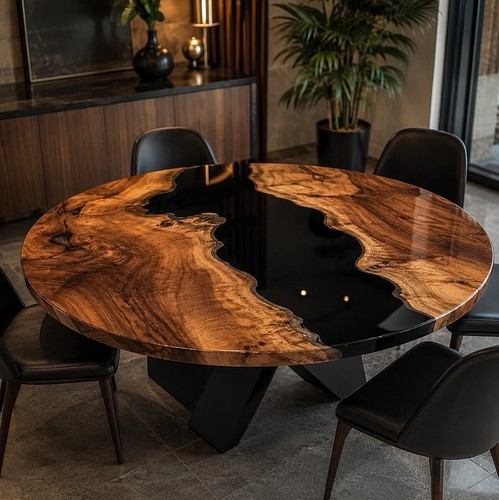 Black epoxy round coffee - black,