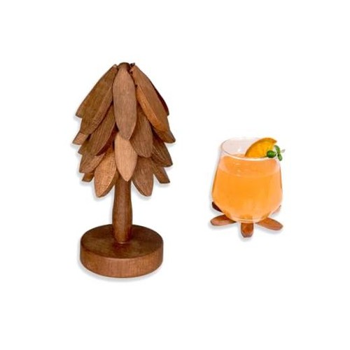 Wooden tree shaped coasters - wooden,