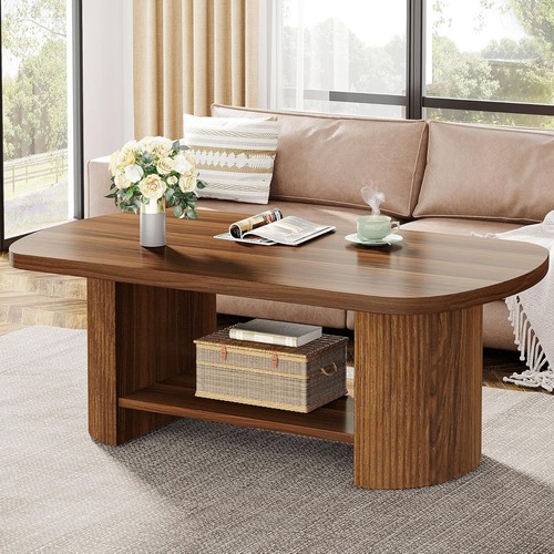 115cm wood oval coffee table - 115cm,