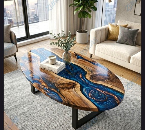 Handcrafted blue river epoxy - blue,