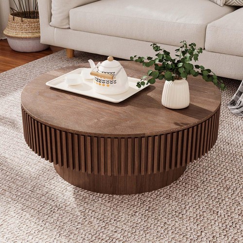 Round coffee table storage - coffee, w/