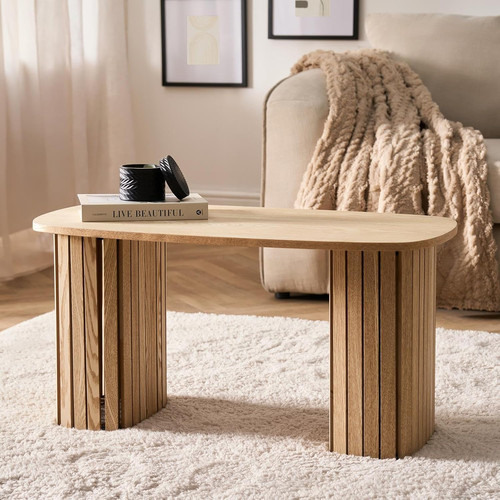 Coffee table wooden ribbed - table,