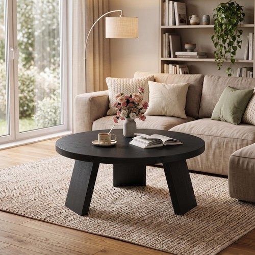 Wooden round coffee table - round,