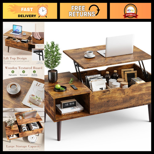 Lift top wooden coffee - wooden, table