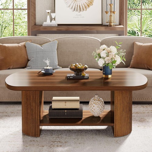 Oval wood coffee table - 45.27",