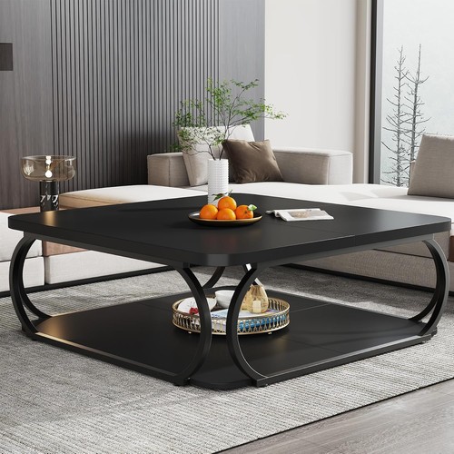 Square coffee table - table, open