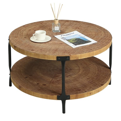 Round boho wood coffee - coffee, table
