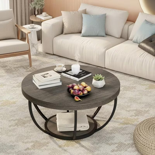 80x80 round wooden coffee - 80x80,