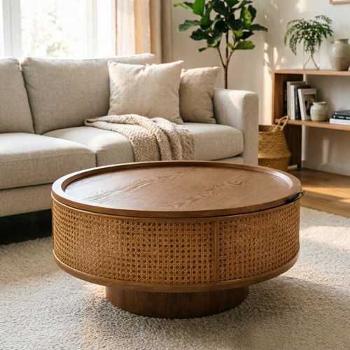 Farmhouse round storage coffee - storage,