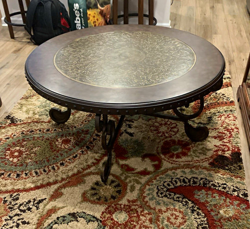Round wood metal coffee - wood,