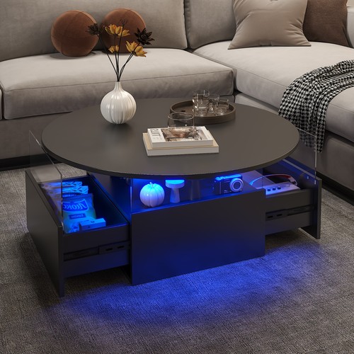 Round led coffee table with - round,