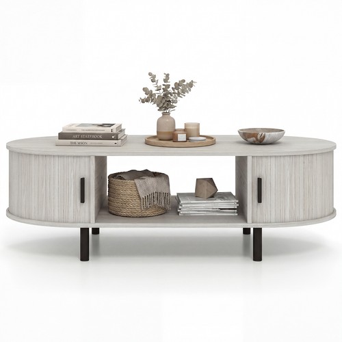Oval coffee table wooden - coffee,