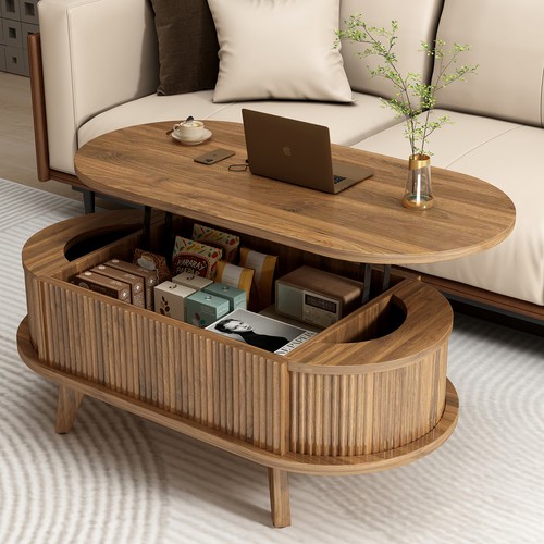 Fluted lift top coffee table - top,