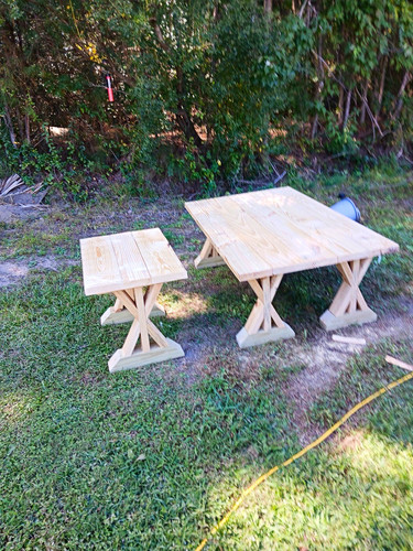 Handmade wooden table with - wooden,