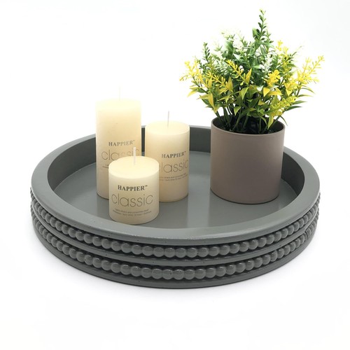 Round wooden decorative tray - round,