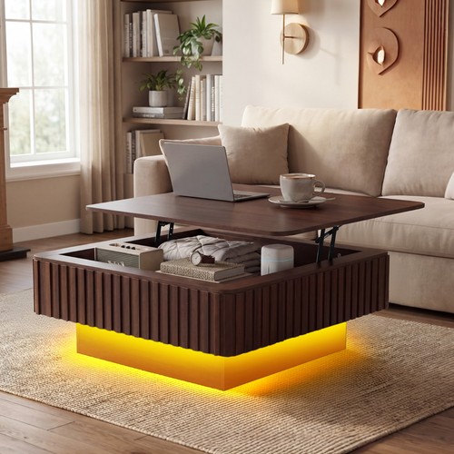Fluted lift top coffee table - top,