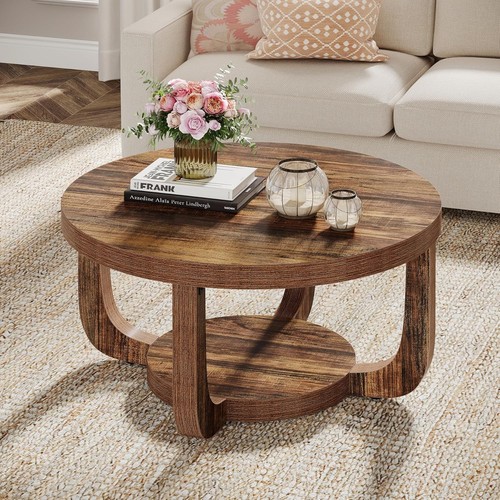 Wooden round coffee table - wooden,