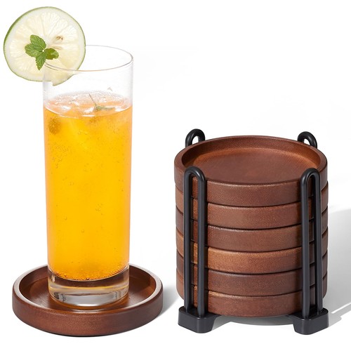 Set wooden coasters with - of, 6