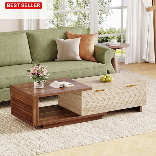 Wooden coffee table expandable - table,