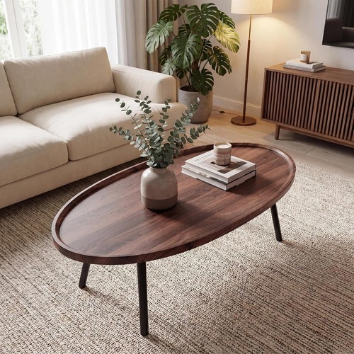 Oval coffee table wooden - coffee,