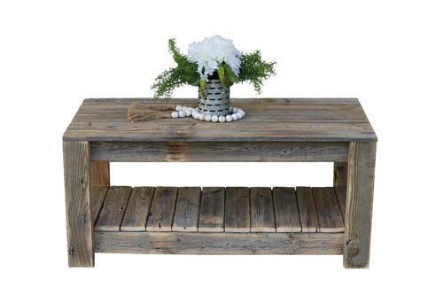 Natural wooden coffee table - table,
