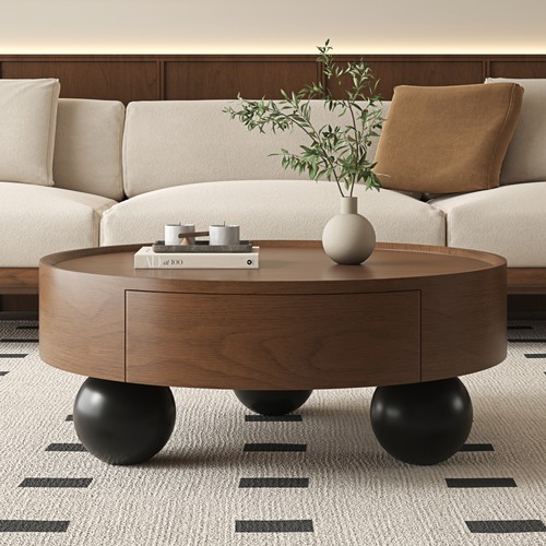 Round wooden coffee - 35.4",