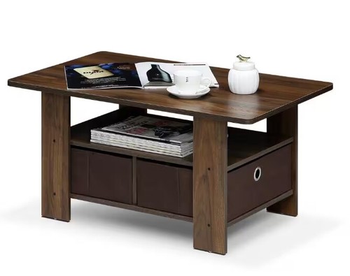 Walnut finish wooden coffee - walnut,